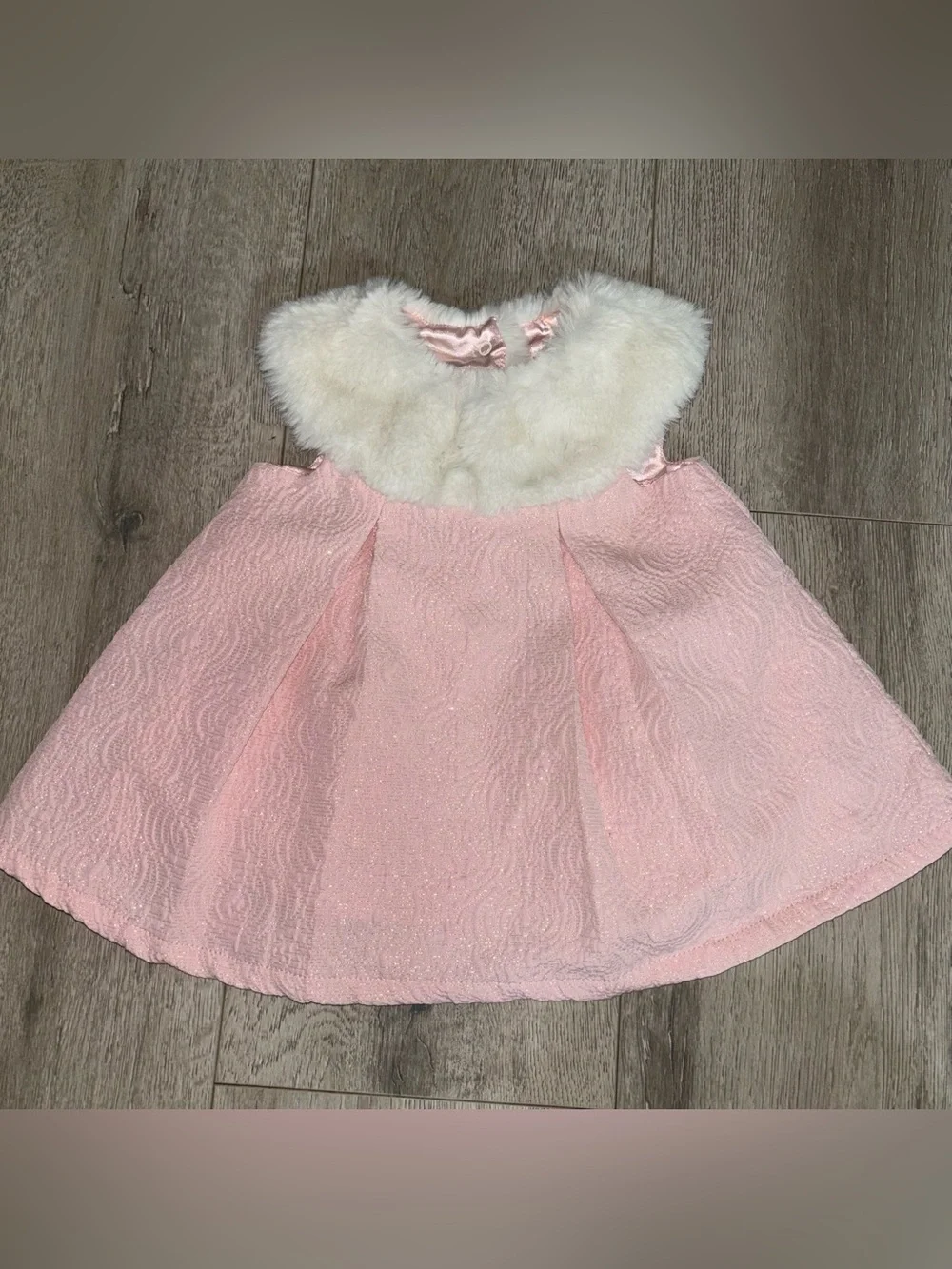 Cat & Jack Baby Girl Pink Faux Fur Collar Dress size 6/9 months